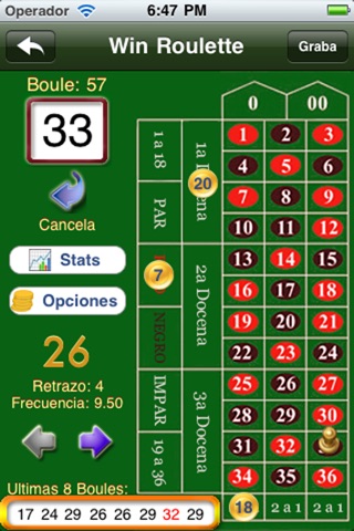 Win Roulette - statistics on delays and frequencies for the game of casino roulette screenshot 2