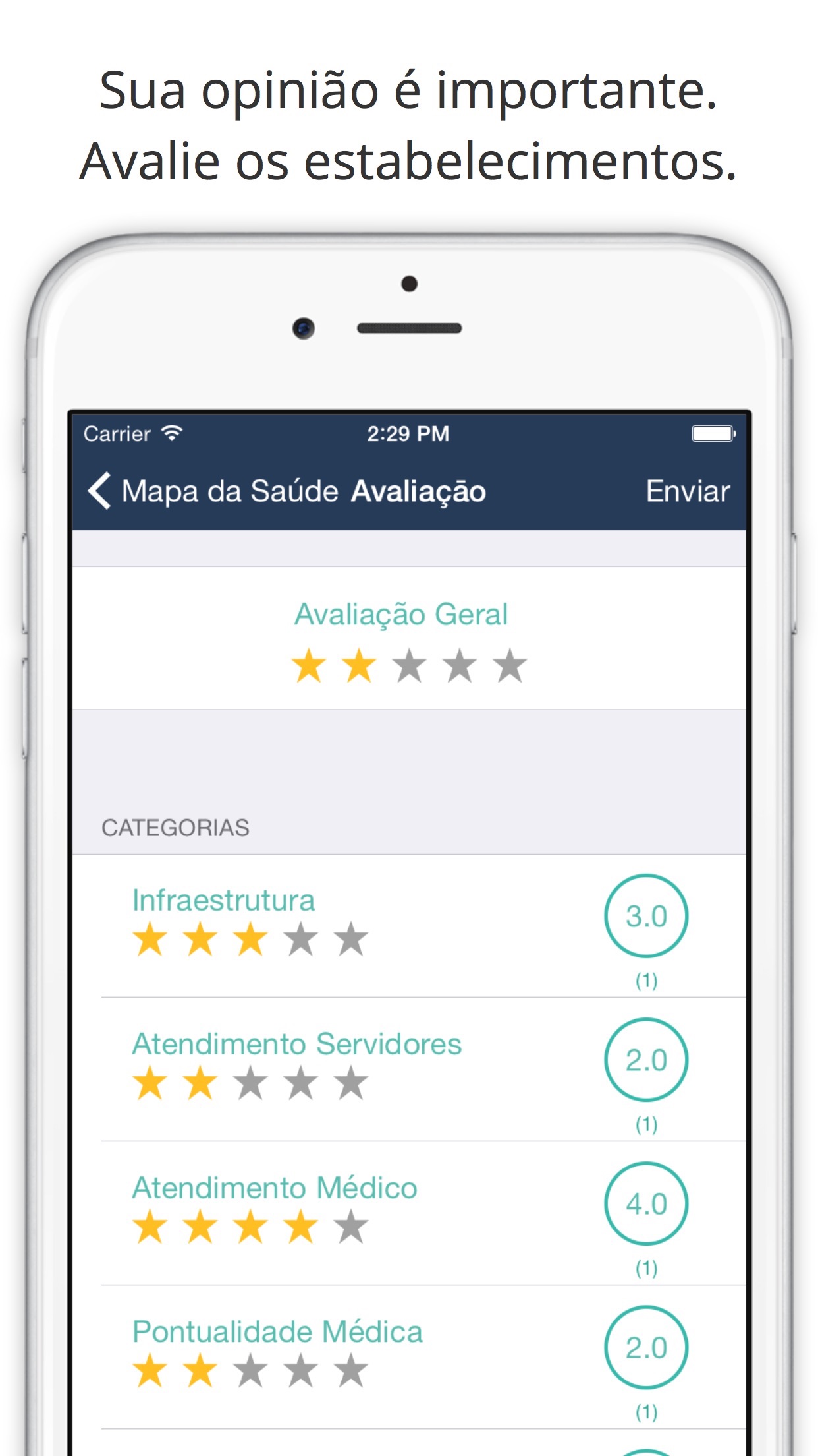 Screenshot do app Mapa da Saúde