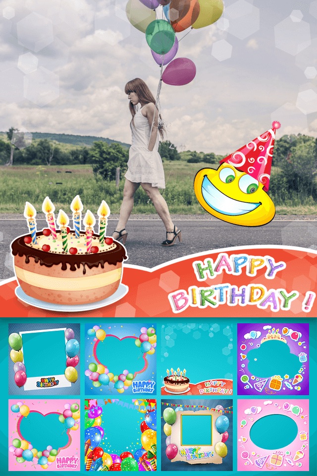 Happy Birthday Photo Frames & Stickers with Stamps screenshot 3