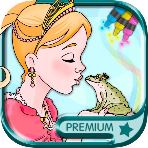 Princesses coloring book Paint dolls & fairy tales - Premium icon