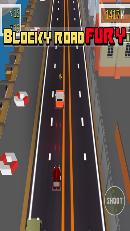 Blocky Road Fury - Free Car racing & shooting Game screenshot-3