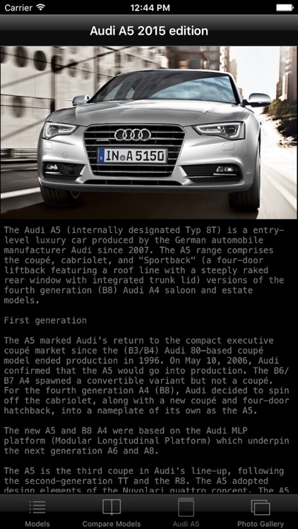 Specs for Audi A5 2015 edition screenshot-3