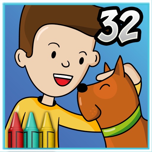 Coloring Book 32: Jim and His Dog iOS App