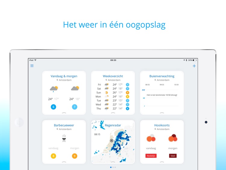 Weeronline voor iPad: jouw weer en regenradar