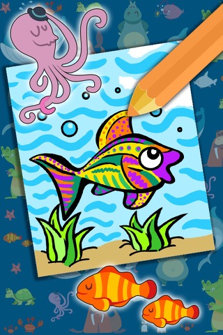 Paint aquatic sea animals in coloring book screenshot 4