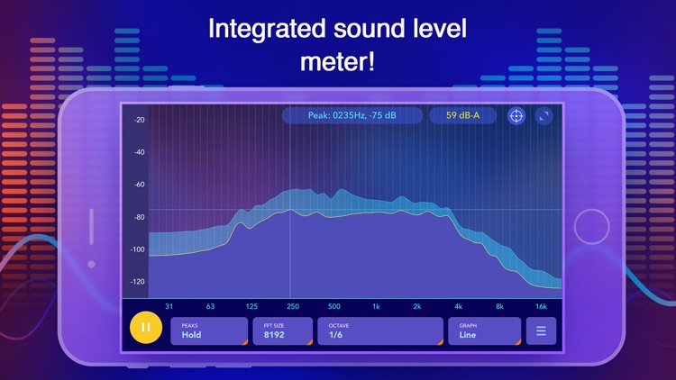 Octave Band Real Time Frequency Analyzer and Sound Level Meter screenshot-1