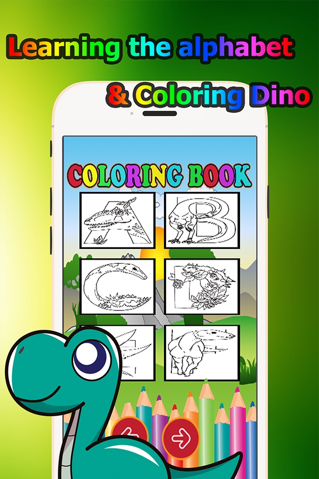 Dinosaur world Alphabet Coloring Book Grade 1-6: coloring pages learning games free for kids and toddlers screenshot 4