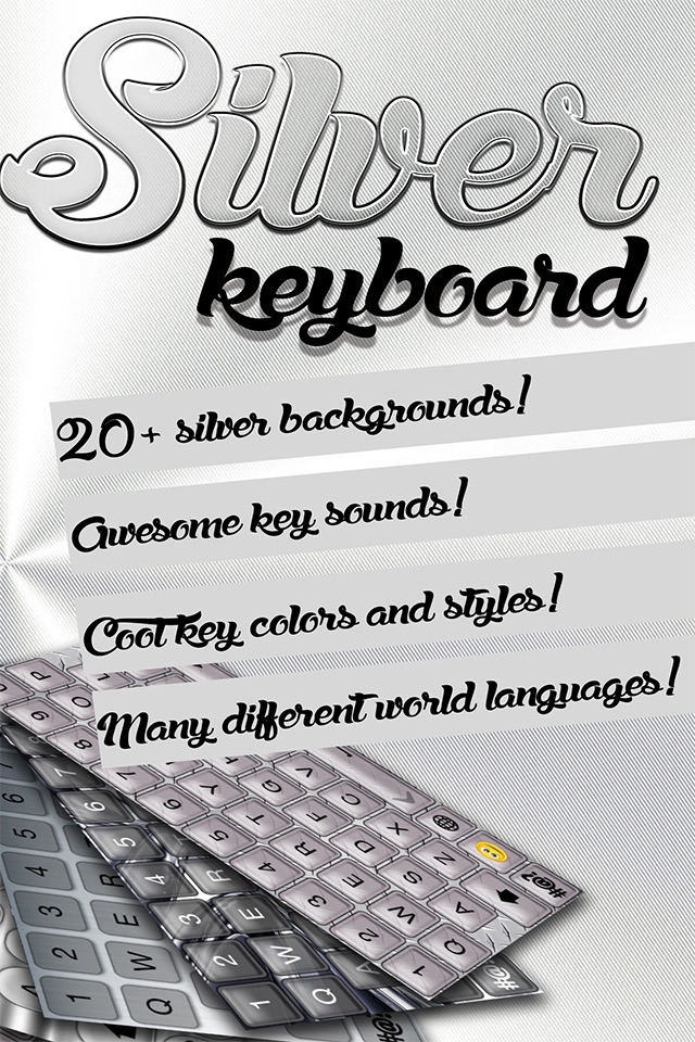 Silver Keyboard Themes Free – Luxury Keyboards with Fancy New Emoji.s, Fonts and Backgrounds screenshot 2