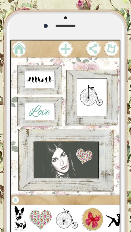 Vintage photo collage editor - frames and stickers screenshot-3