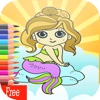 mermaid little princess printable coloring pages:cute drawings free