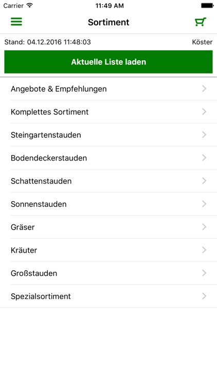 Stauden-Bestell-App für Gartencenter