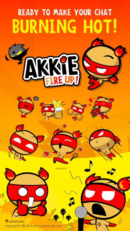 Akkie Fire Up! Sticker Emoji Keyboard By ChatStick