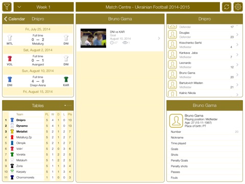 Ukrainian Football UPL 2014-2015 - Match Centre screenshot 3