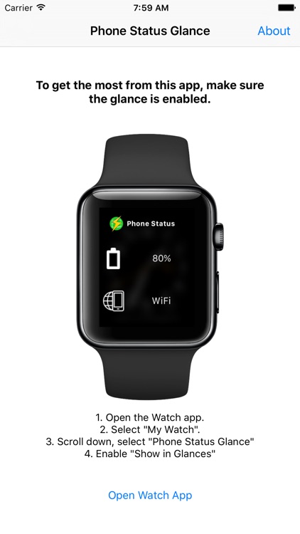 Phone Status Glance - See Battery and Network Info On Your Wrist