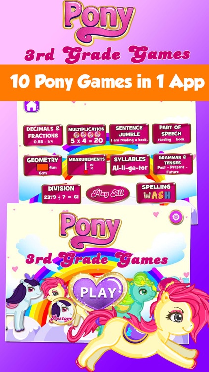 Pony 3rd Grade Kids Learning Games School Edition screenshot-0
