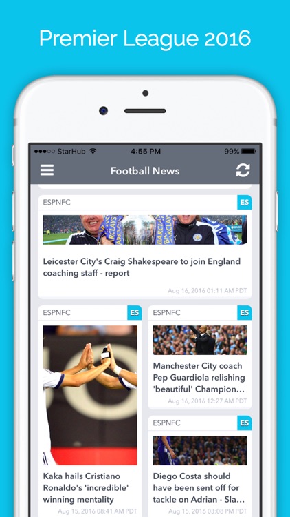 Live Score for Premier League 2016 EPL News App