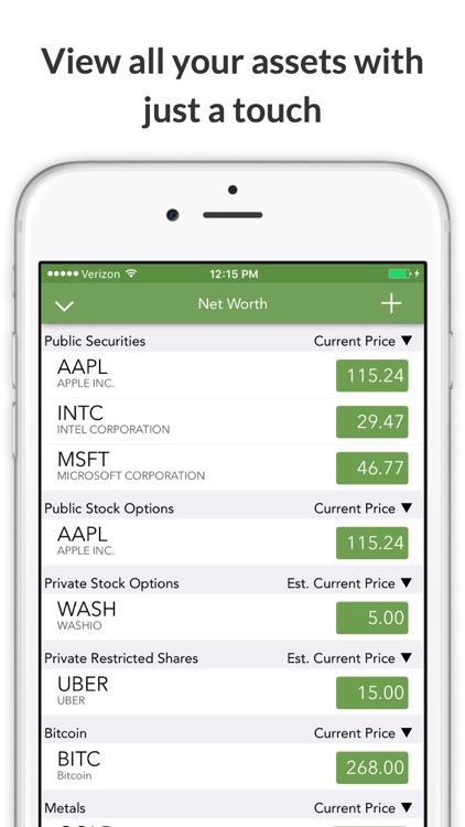 Holdings - Track employee stock options, restricted shares, RSUs and other alternative investments