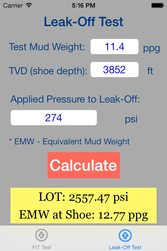 OilField FIT & Leak-Off Test screenshot 2