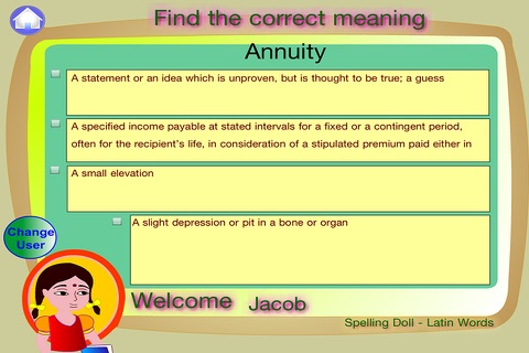 Spelling Doll English Words From Latin Vocabulary Quiz Grammar screenshot 2