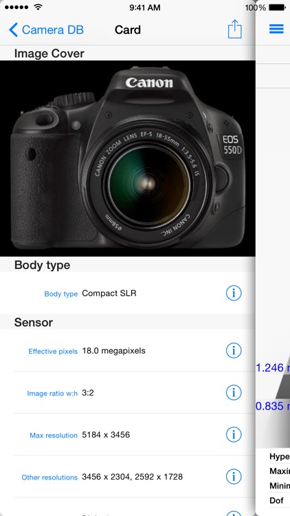 Dof Calculator & Camera DB by iPhoneAppDev screenshot-3