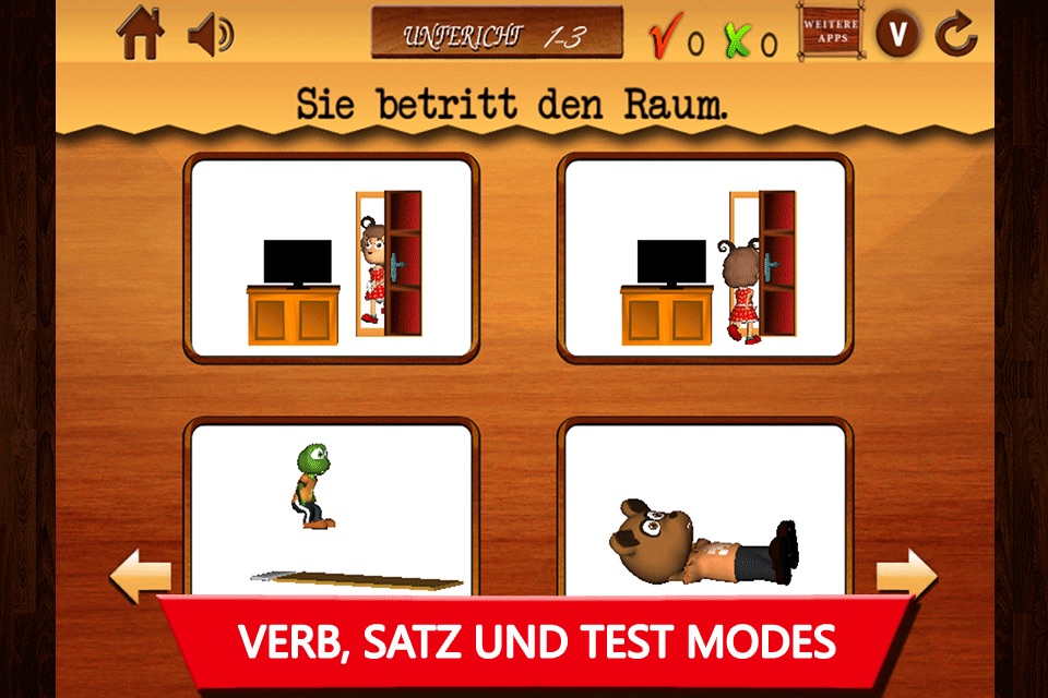 Verben für Kinder- Teil 1-Animierte Deutsch Sprach-Lern-Lektionen & Spiele: KIds learn German verbs easily Free screenshot 2