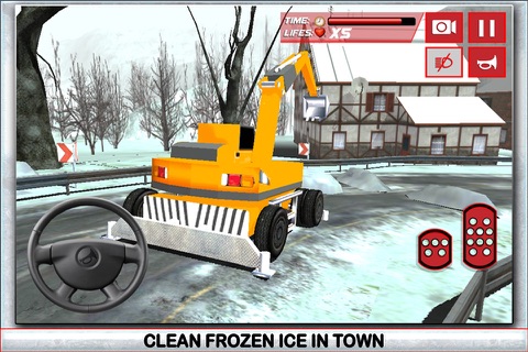 Snow Truck Driver Simulator 3D – Drive the big crane and clear up ice from frozen road screenshot 3