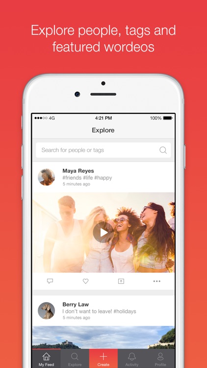 Wordeo: Upload & edit videos to create & share e-cards with your friends screenshot-0