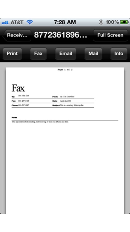 Faxing for iPhone