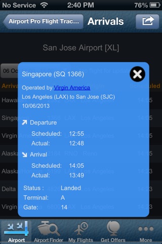 San Jose Airport (SJC) + Radar screenshot 2