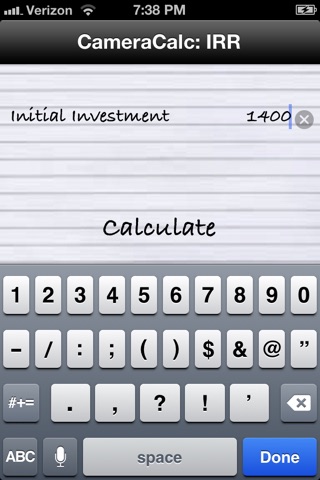 Internal Rate of Return (IRR) Financial Calculator screenshot 2