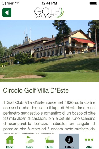 Golf Lake Como app screenshot 2