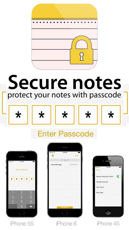 Secure notes with passcode