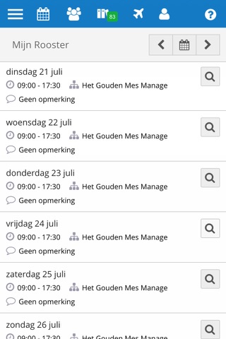 Bedrijfsrooster screenshot 3