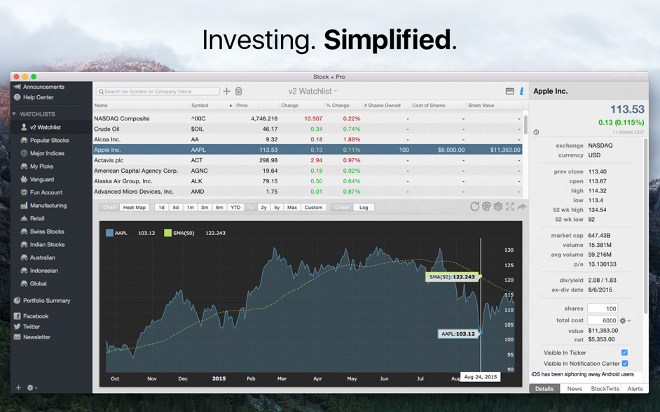 Stock + Pro easiest way to watch and track your investments