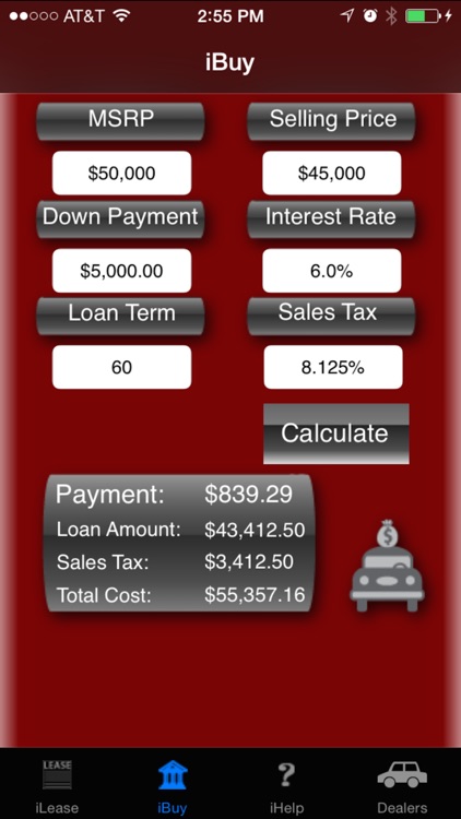 iLeaseMyCar Loan and Lease Payment Calculator