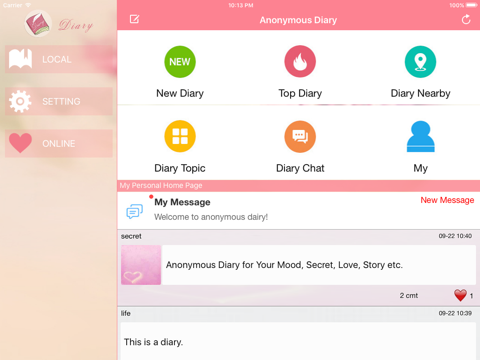 DiaryMS HD - Anonymous Diary for Your Mood, Secret, Love, Story etc. screenshot 2