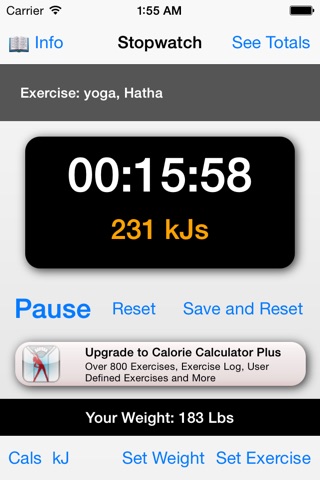Exercise Calorie Stopwatch - Calculator/Timer for the Calories Burned With Exercise screenshot 4