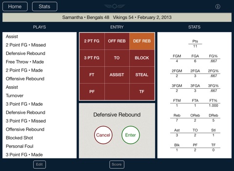 Stat Tap Basketball HD screenshot 2