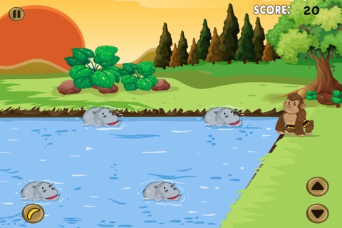 Baby Gorilla Banana Fight - Shoot Nasty Hippos Mania FREE screenshot 3