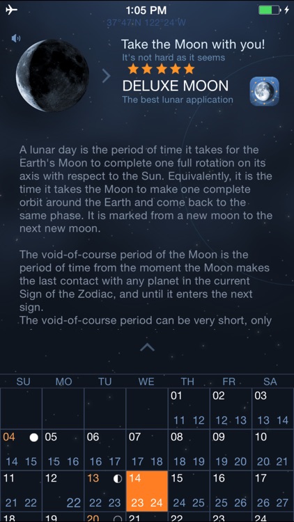 Moon Days - Lunar Calendar and Void of Course Times