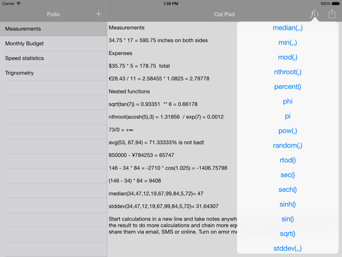 Cal Pad Folio - Calculator  Notepad in one app