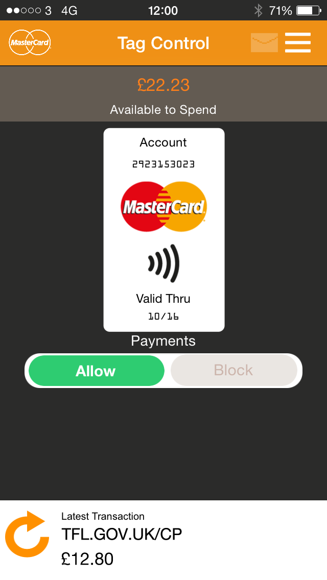 How to cancel & delete MasterCard Tag Control from iphone & ipad 4