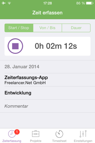 Zeiterfassung Freelance.de screenshot 2