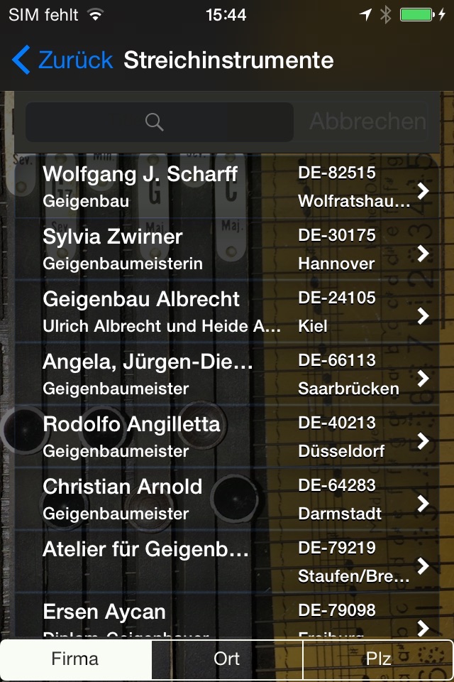 Guarneri - Verzeichnis der Musikinstrumentenbauer/-geschäfte in DE, AT & CH screenshot 2