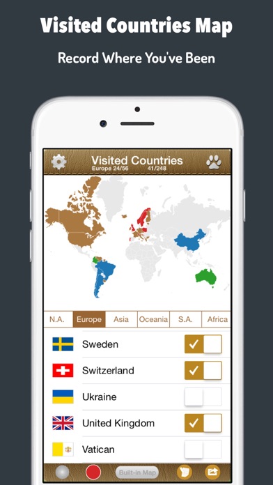 Visited Countries Map - World Travel Log for Marking Where You Have Been Screenshot 1