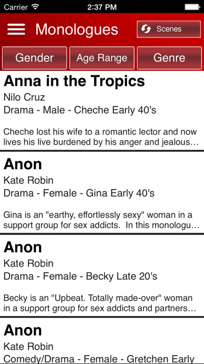 Scenes and Monologues