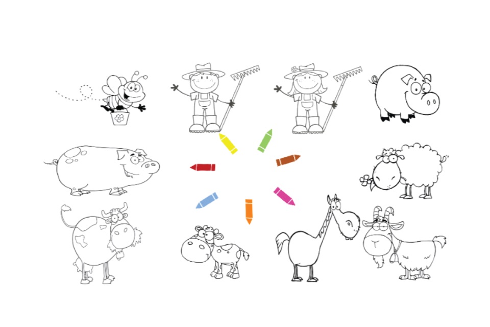 Animal farm coloring pages screenshot 2