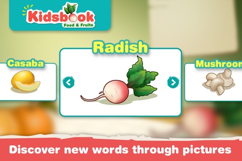 KidsBook: Food & Fruits - Interactive HD Flash Card Game Design for Kids screenshot 2