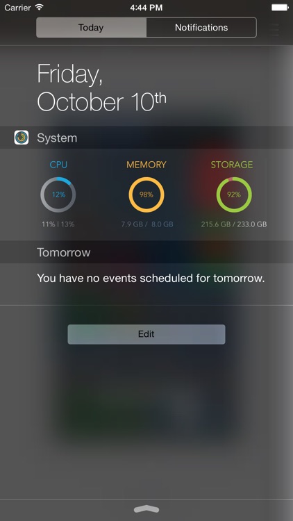 System Monitor Widget - CPU Memory Storage Monitor