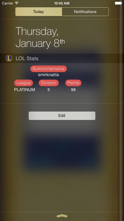 Stats Widget for League of Legends